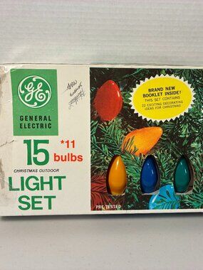 Vintage GE 15 Christmas Outdoor Light Set C9 String Lights 11 Bulbs TESTED/WORKS